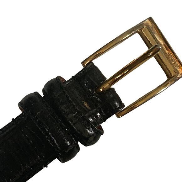 Ralph Lauren Black Leather Belt with Gold Buckle - Picture 8 of 10